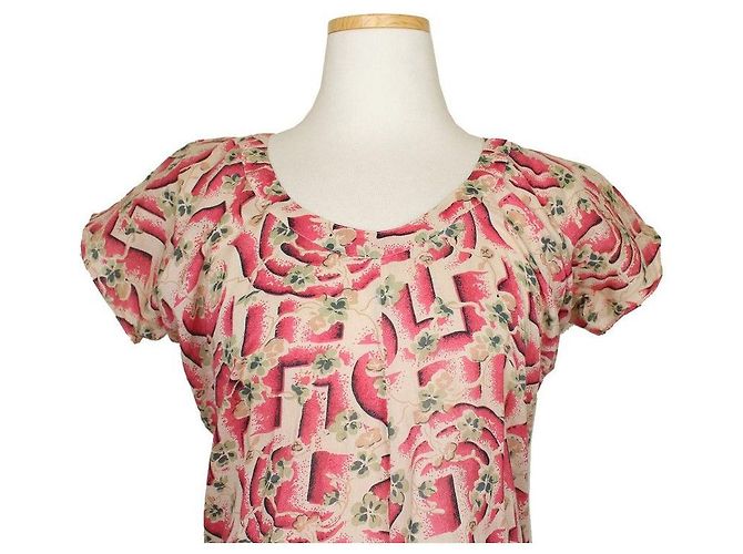 Marni Top de algodón fruncido con estampado de flores múltiples Roja - vista 6