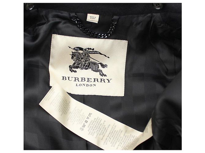 Burberry Black Wool Cashmere Double Button Fox Fur Collar Coat - view 6