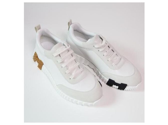 Hermès Sneakers Bouncing in Pelle Bianca Bianco - vista 2
