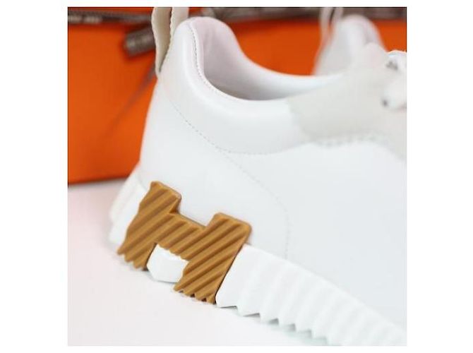 Hermès Sneakers Bouncing in Pelle Bianca Bianco - vista 3