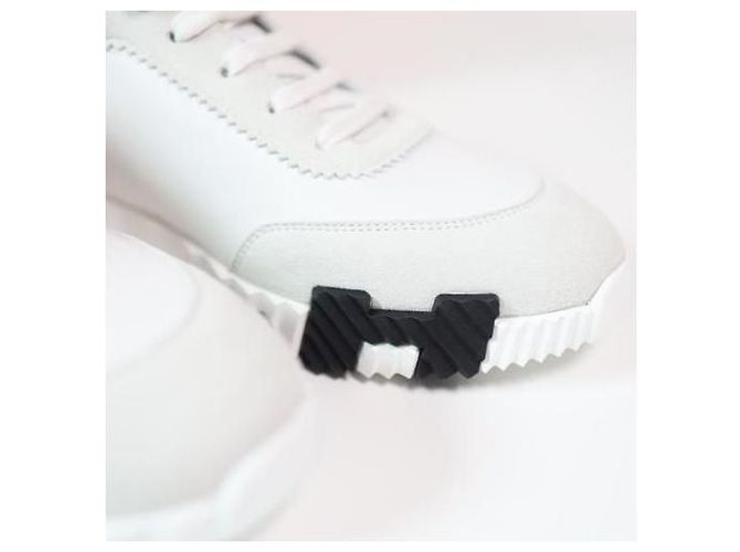 Hermès Sneakers Bouncing in Pelle Bianca Bianco - vista 4