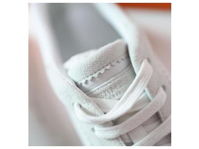 Hermès Sneakers Bouncing in Pelle Bianca Bianco - vista 5
