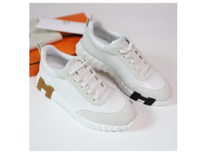 Hermès Sneakers Bouncing in Pelle Bianca Bianco - vista 8