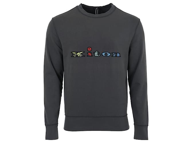 Kiton GRAUEN SWEATSHIRT MIT MULTIFARBIGEM BESTICKTEM LOGO Braun - Ansicht 2