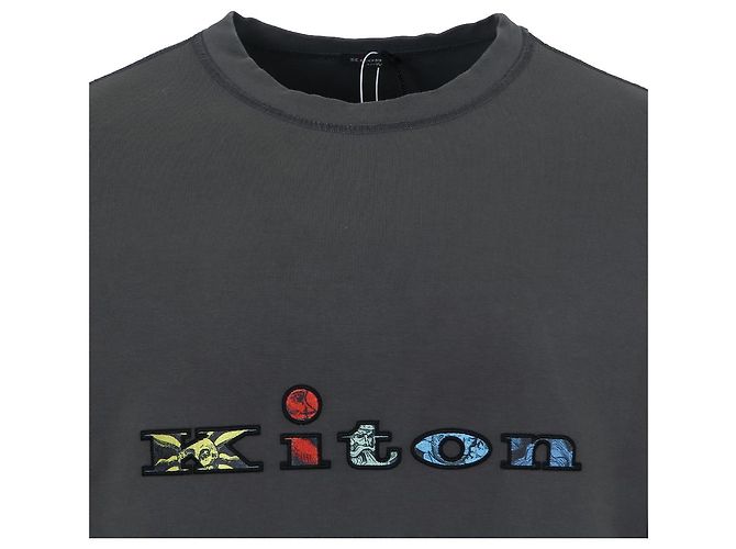 Kiton GRAUEN SWEATSHIRT MIT MULTIFARBIGEM BESTICKTEM LOGO Braun - Ansicht 7
