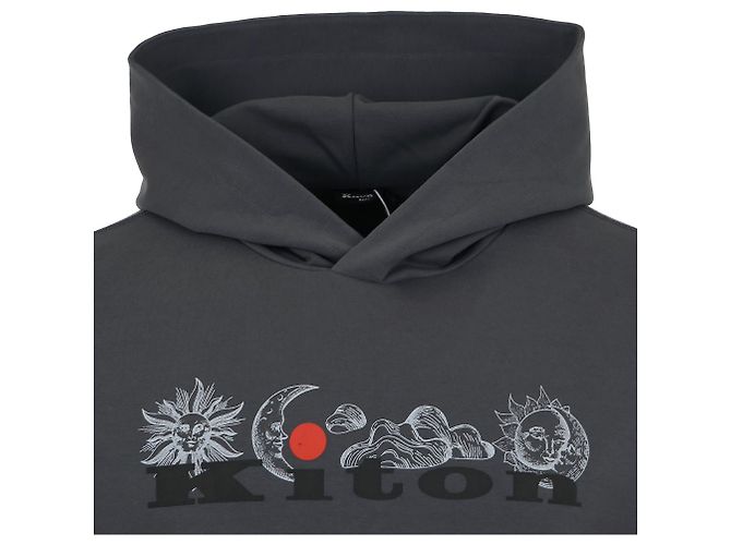 Kiton Logo Planet Print Hoodie Braun - Ansicht 7