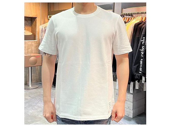 Thom Browne Camiseta de manga curta em piquê de algodão com listras nas costas, ajuste relaxado - vista 2