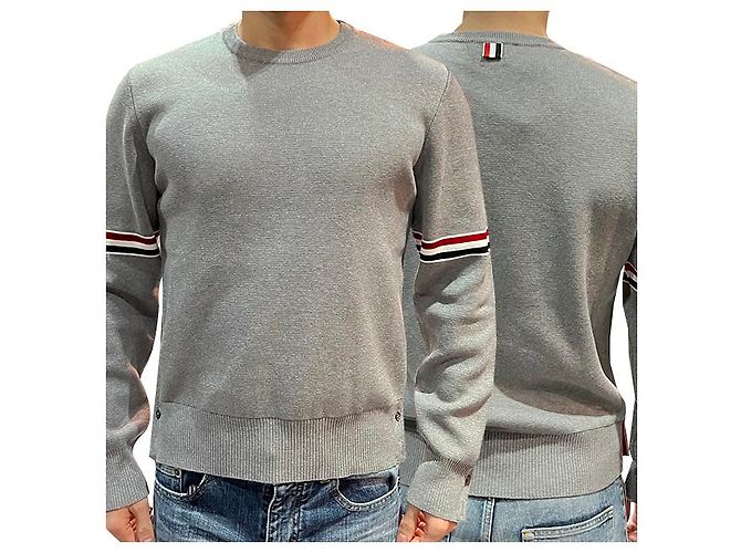 Thom Browne Strickarmband mit drei Streifen Milano Braun - Ansicht 13