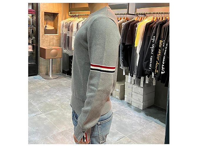 Thom Browne Strickarmband mit drei Streifen Milano Braun - Ansicht 16