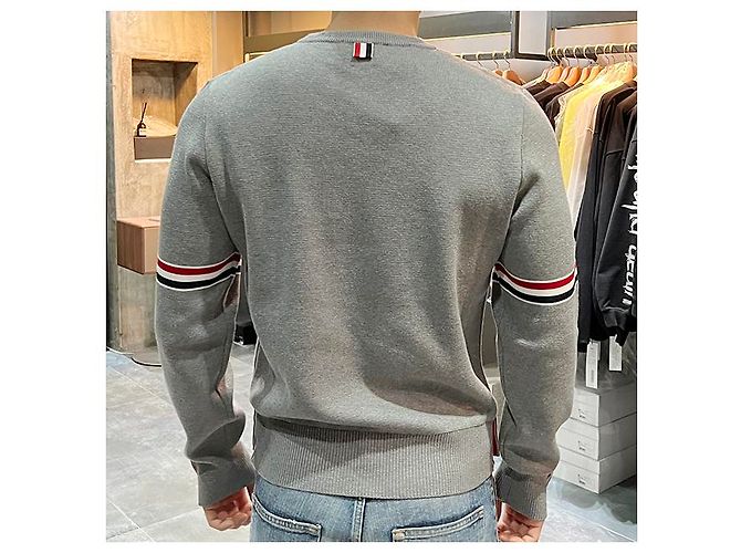 Thom Browne Strickarmband mit drei Streifen Milano Braun - Ansicht 17