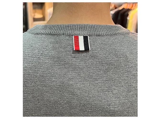 Thom Browne Strickarmband mit drei Streifen Milano Braun - Ansicht 19