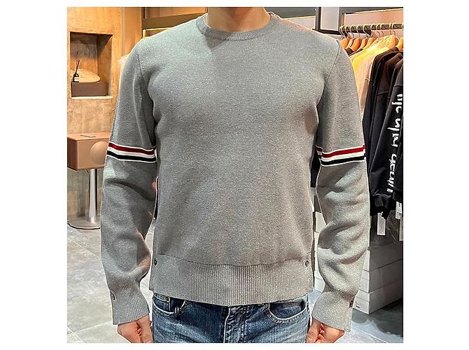 Thom Browne Strickarmband mit drei Streifen Milano Braun - Ansicht 2