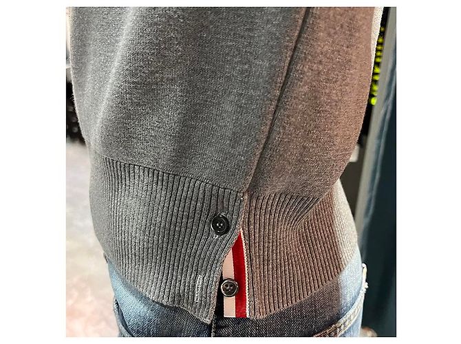 Thom Browne Strickarmband mit drei Streifen Milano Braun - Ansicht 20