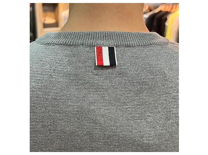 Thom Browne Strickarmband mit drei Streifen Milano Braun - Ansicht 7
