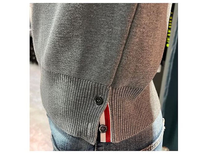 Thom Browne Strickarmband mit drei Streifen Milano Braun - Ansicht 8