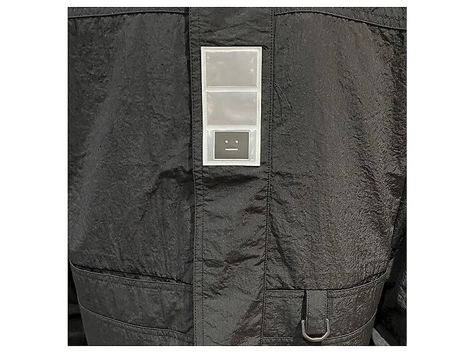 Giacca a vento con cappuccio packable con logo Acne Nero - vista 19
