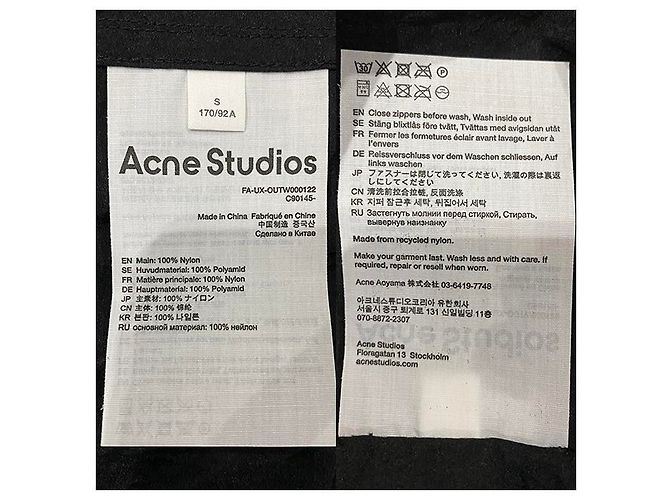 Giacca a vento con cappuccio packable con logo Acne Nero - vista 20