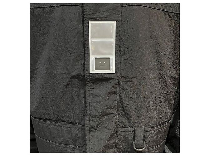 Giacca a vento con cappuccio packable con logo Acne Nero - vista 7