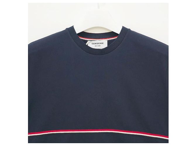 Thom Browne Camiseta de manga corta Three-Stripes Azul Marino - vista 15