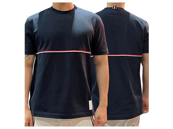Thom Browne Camiseta de manga corta Three-Stripes Azul Marino - vista 19