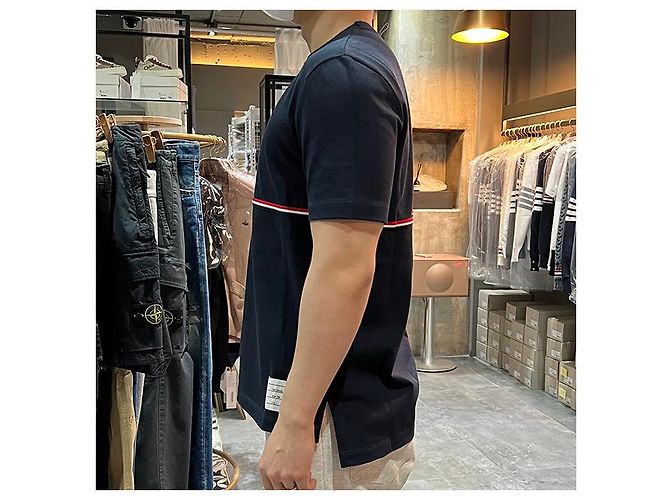 Thom Browne Camiseta de manga corta Three-Stripes Azul Marino - vista 22
