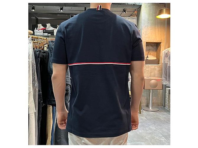 Thom Browne Camiseta de manga corta Three-Stripes Azul Marino - vista 23