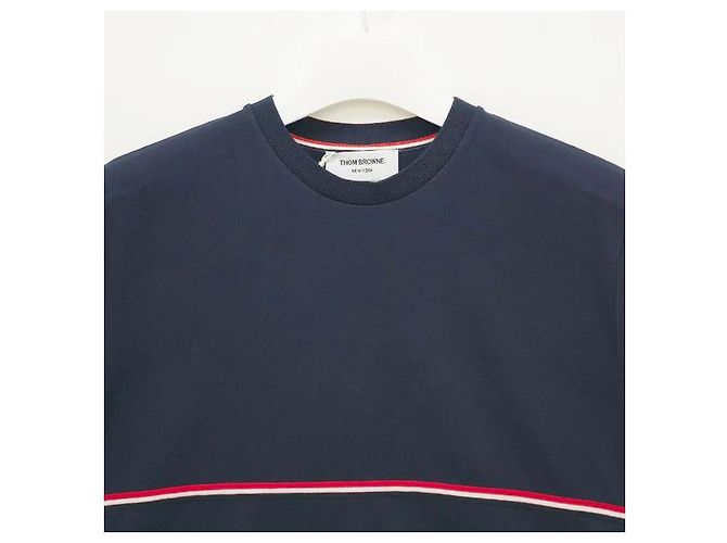 Thom Browne Camiseta de manga corta Three-Stripes Azul Marino - vista 3