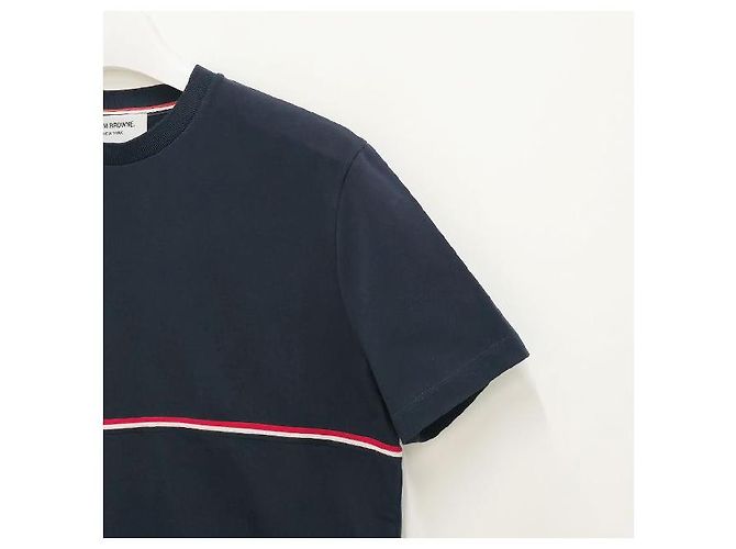 Thom Browne Camiseta de manga corta Three-Stripes Azul Marino - vista 4