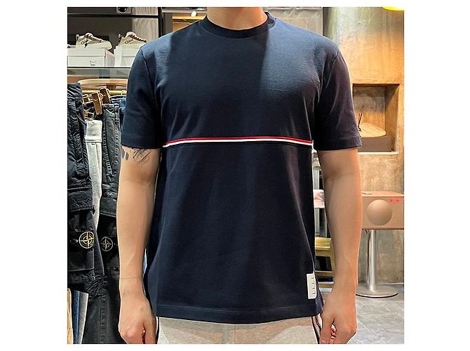 Thom Browne Camiseta de manga corta Three-Stripes Azul Marino - vista 8