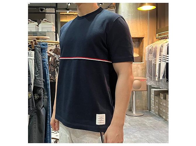 Thom Browne Camiseta de manga corta Three-Stripes Azul Marino - vista 9