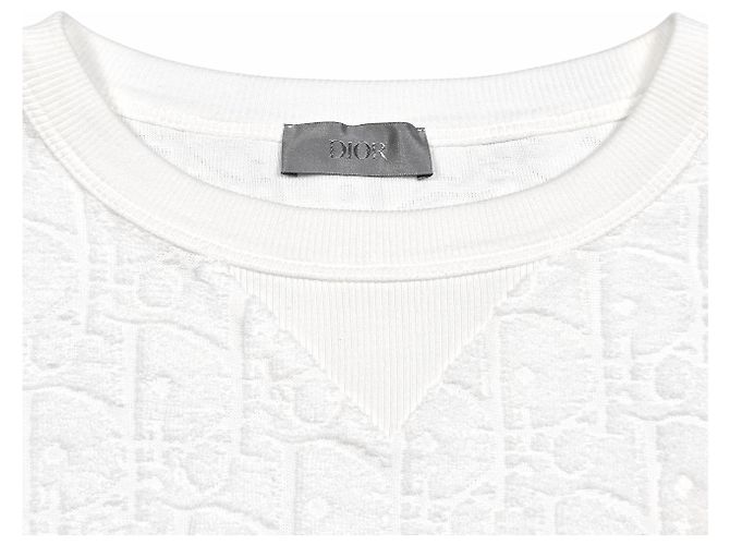 Dior Oblique Kurzarm-T-Shirt aus Frottee Weiß - Ansicht 4