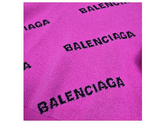 Balenciaga Damen Cropped Strick mit mehreren Logos Pink - Ansicht 3