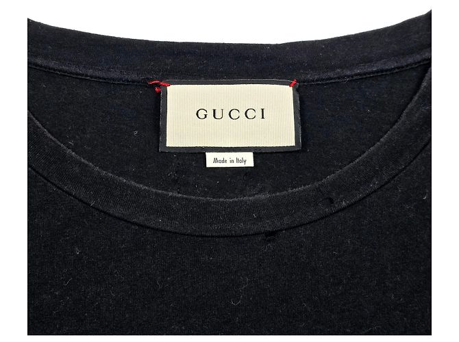 Gucci Vintage Kurzarm-T-Shirt mit Stripe Flower-Logo Schwarz - Ansicht 5