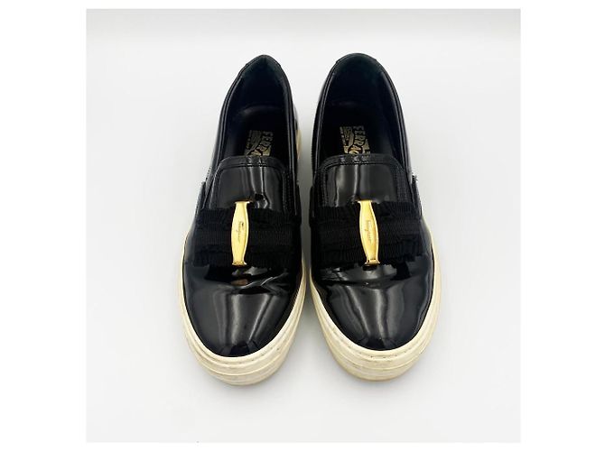 Salvatore Ferragamo Mocassini Bara Patent Nero - vista 2