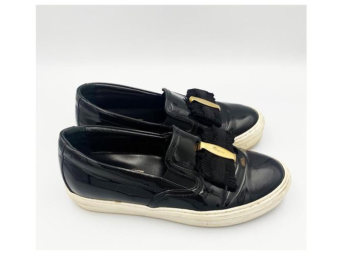 Salvatore Ferragamo Mocassini Bara Patent Nero - vista 3