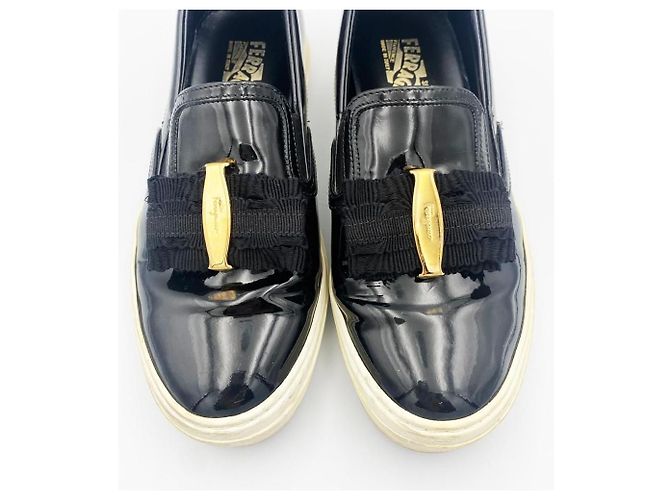 Salvatore Ferragamo Mocassini Bara Patent Nero - vista 6
