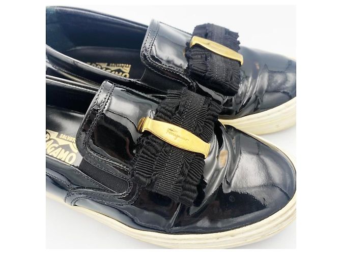 Salvatore Ferragamo Mocassini Bara Patent Nero - vista 7