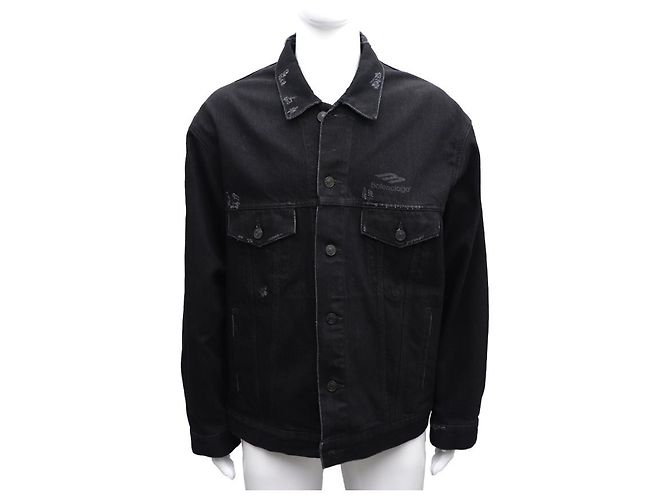 Balenciaga Sport Icon große Passform japanische Denimjacke Schwarz - Ansicht 10