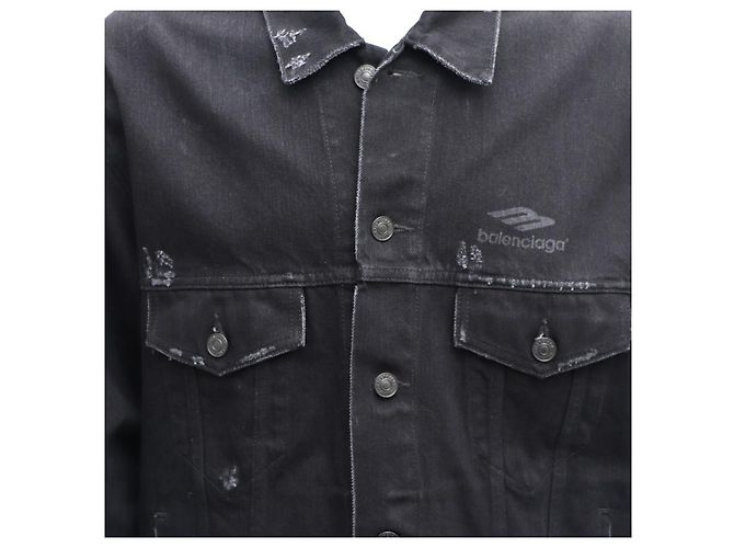 Balenciaga Sport Icon große Passform japanische Denimjacke Schwarz - Ansicht 12