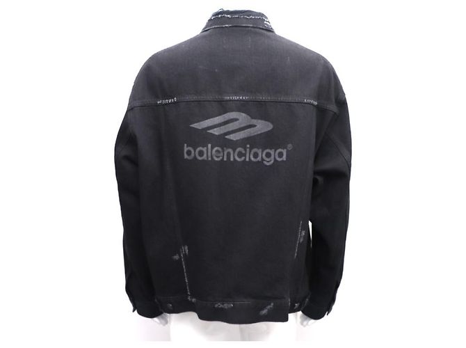 Balenciaga Sport Icon große Passform japanische Denimjacke Schwarz - Ansicht 14