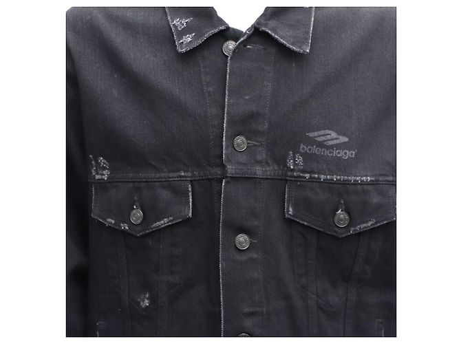 Balenciaga Sport Icon große Passform japanische Denimjacke Schwarz - Ansicht 3
