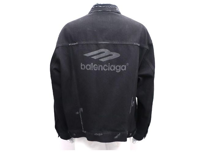 Balenciaga Sport Icon große Passform japanische Denimjacke Schwarz - Ansicht 5