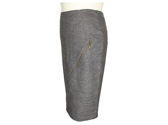 Alexander Mcqueen Gonna in misto lino e lana con zip Rosso - vista 2