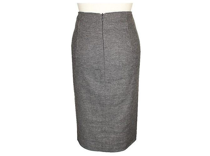 Alexander Mcqueen Gonna in misto lino e lana con zip Rosso - vista 3