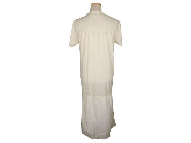 Zadig & Voltaire Abito lungo in cotone con maniche arrotolate e logo ricamato crema Bianco - vista 4