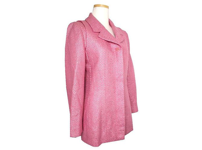 Chanel Metallic Pink Wool Silk Blend Jacket - view 2