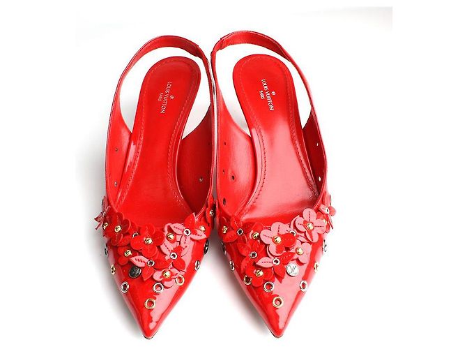 Louis Vuitton Scarpe Slingback con Fiore Rosso - vista 2