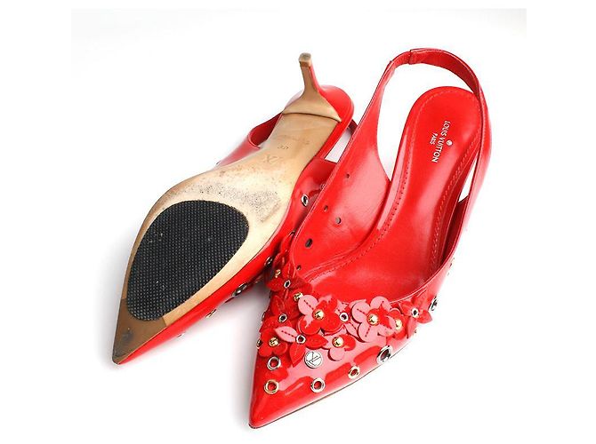 Louis Vuitton Scarpe Slingback con Fiore Rosso - vista 3