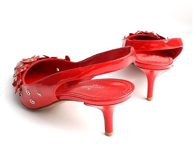 Louis Vuitton Scarpe Slingback con Fiore Rosso - vista 4