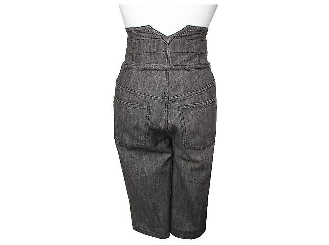 Chanel Pantalones Bermuda de talle alto grises Castaño - vista 2